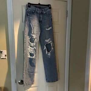 Aeropostale High Rise Distressed Light Blue Jeans